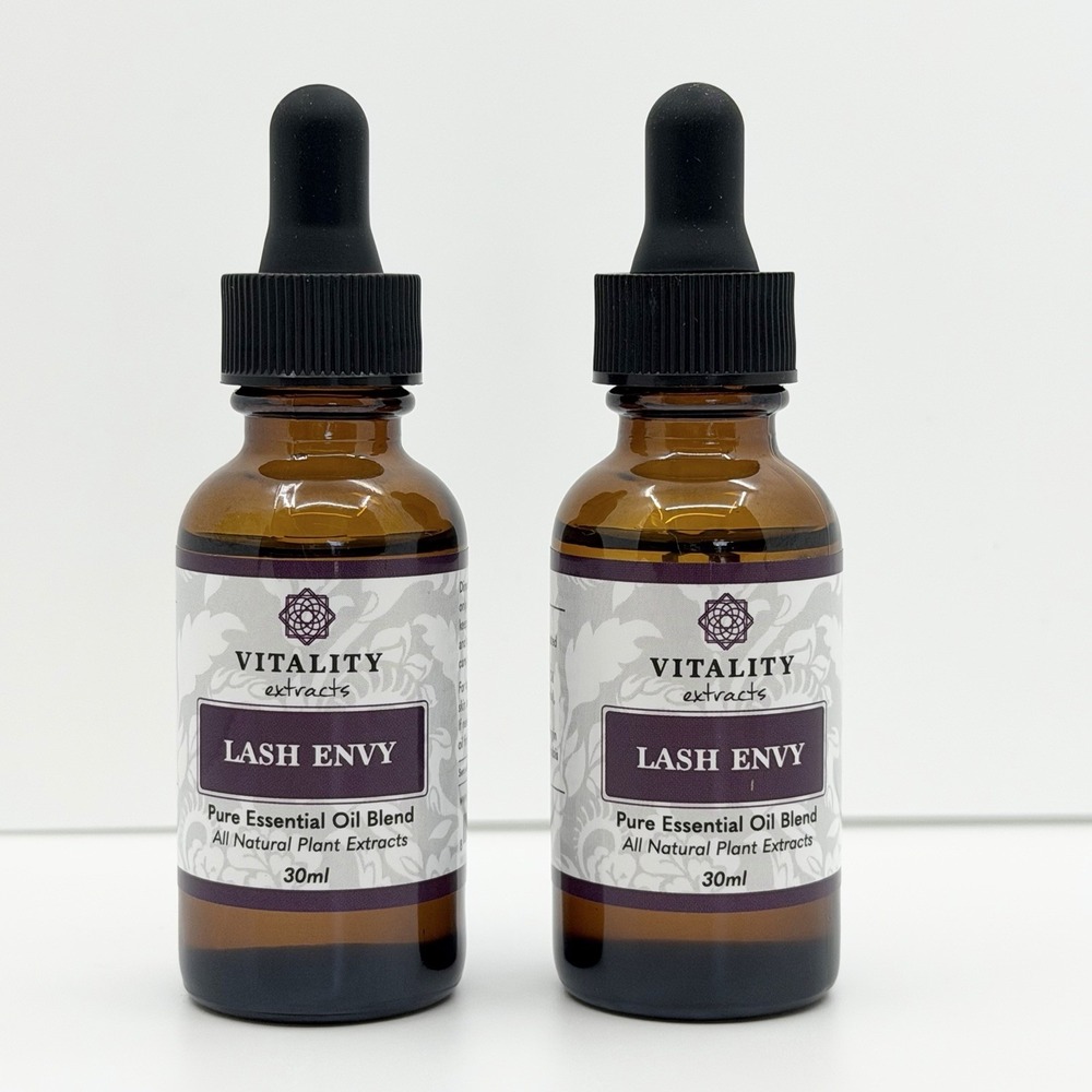 VITALITY EXTRACTS LASH ENVY 2 Pack Pure Essential Oil Blend Dropper Top NEW